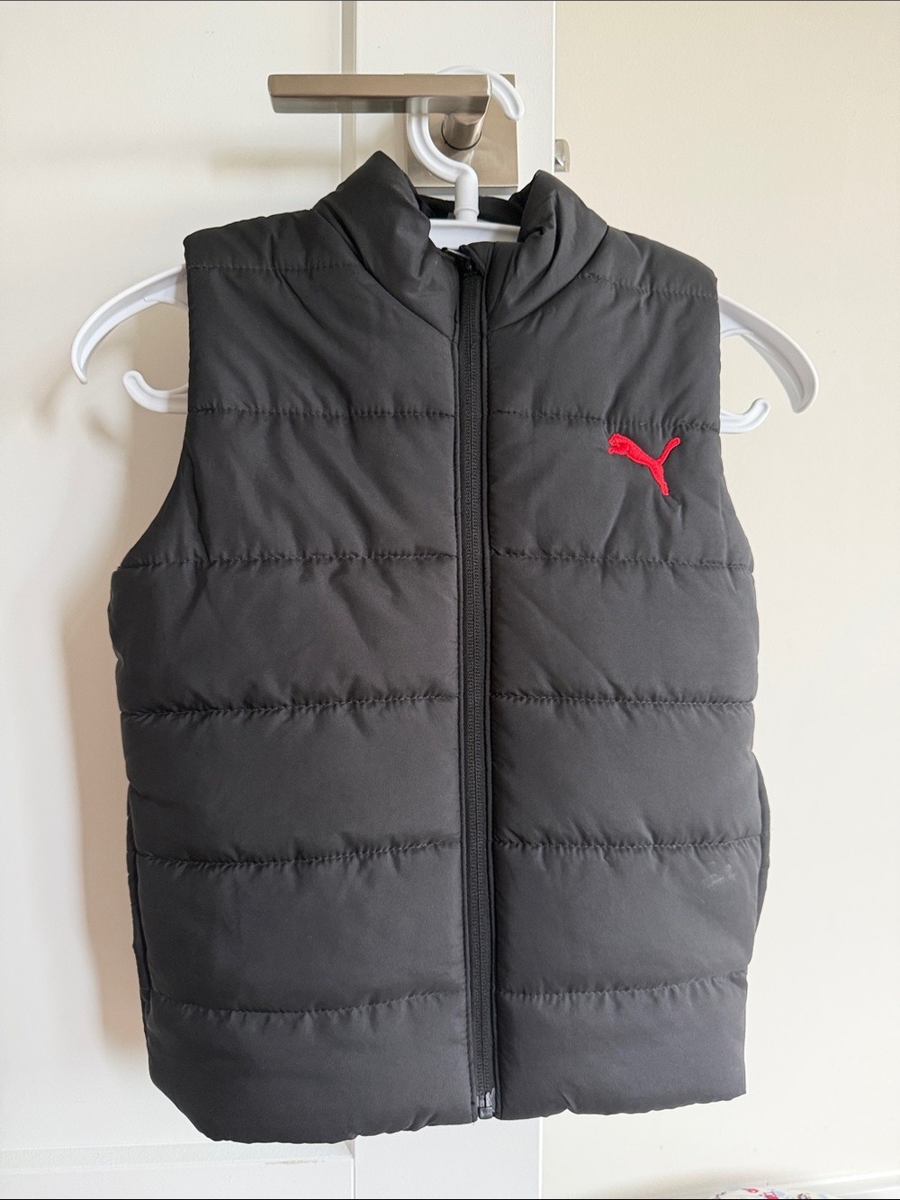 Puma Black Padded Kids' Vest with Red Logo size 5/6y boys
